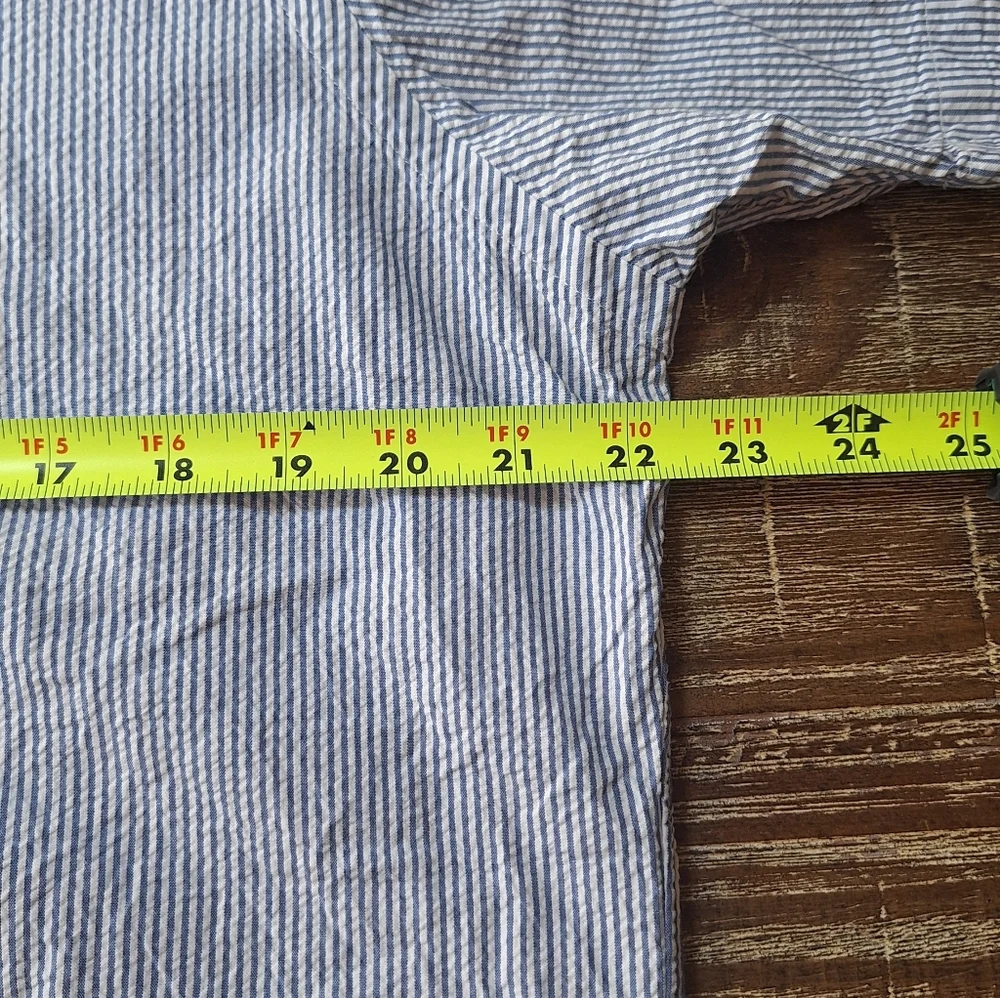 Polo Ralph Lauren Mens Blue White Striped Seersucker Short Sleeve Shirt Large - Picture 7 of 7